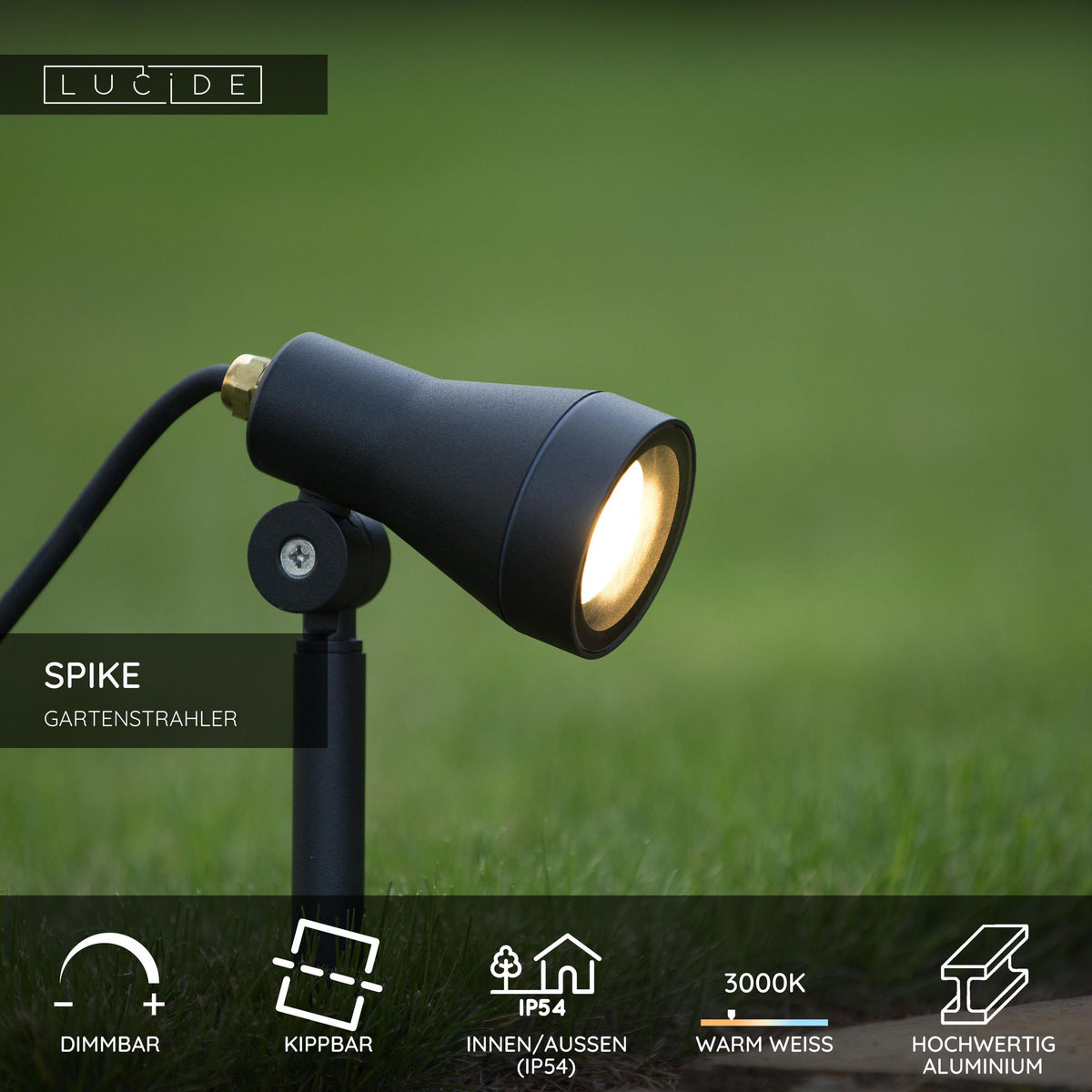 LED-garden spotlight Spike dimmable pivoting IP54 black (4)