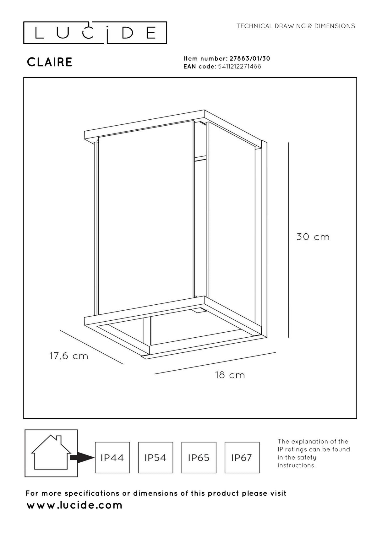 Außenwandleuchte Claire IP54 mit Glasschirm Anthrazit (7)