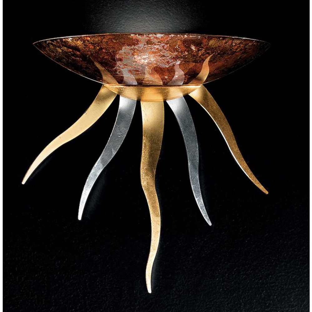 Aurora Wandleuchte mit Strahlen handpoliertes es Glas 33, 5cm an einer Wand montiert, leuchtendes Design.