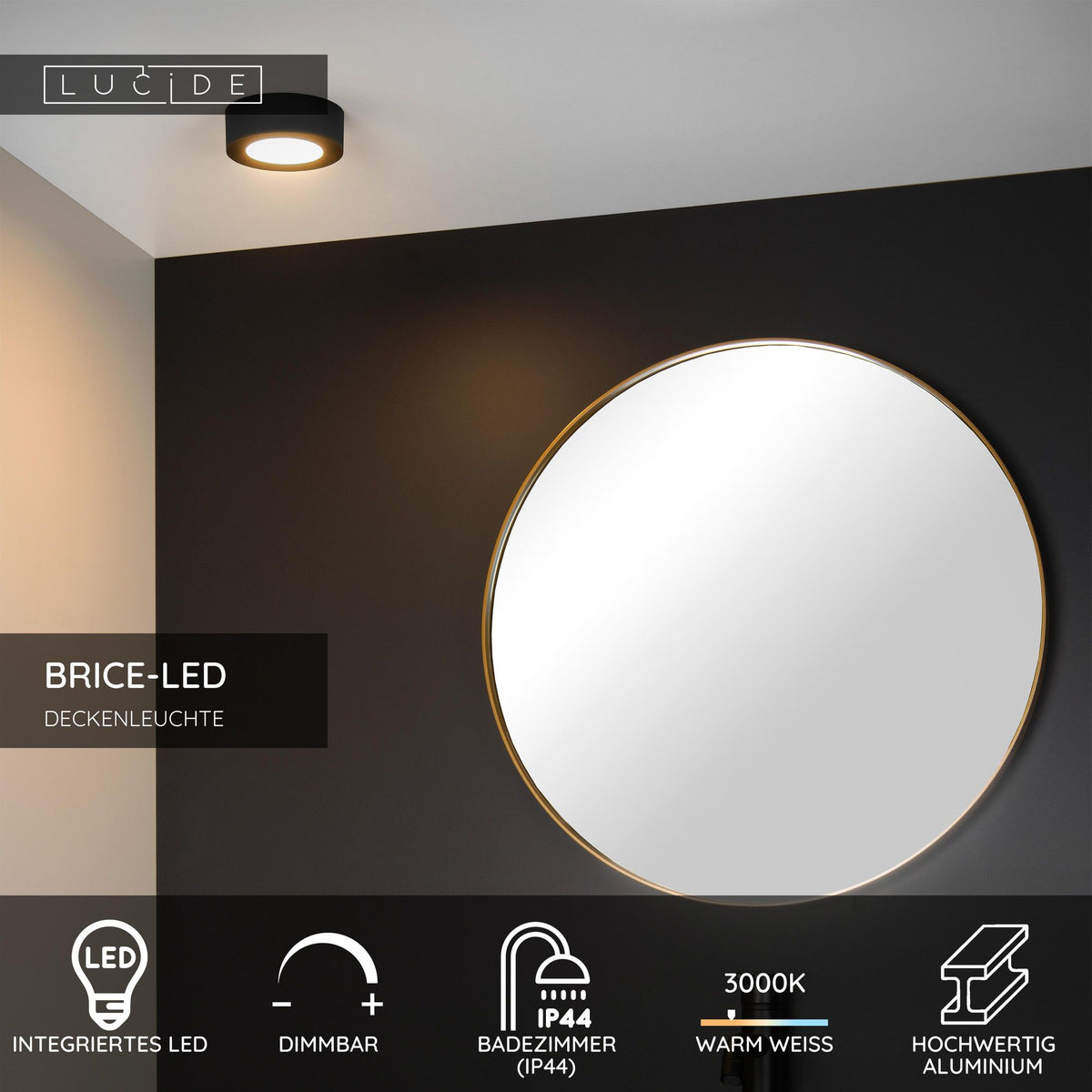 LED-Bad-Deckenleuchte Brice dimmbar IP44 rund Ø 11,7cm (4)
