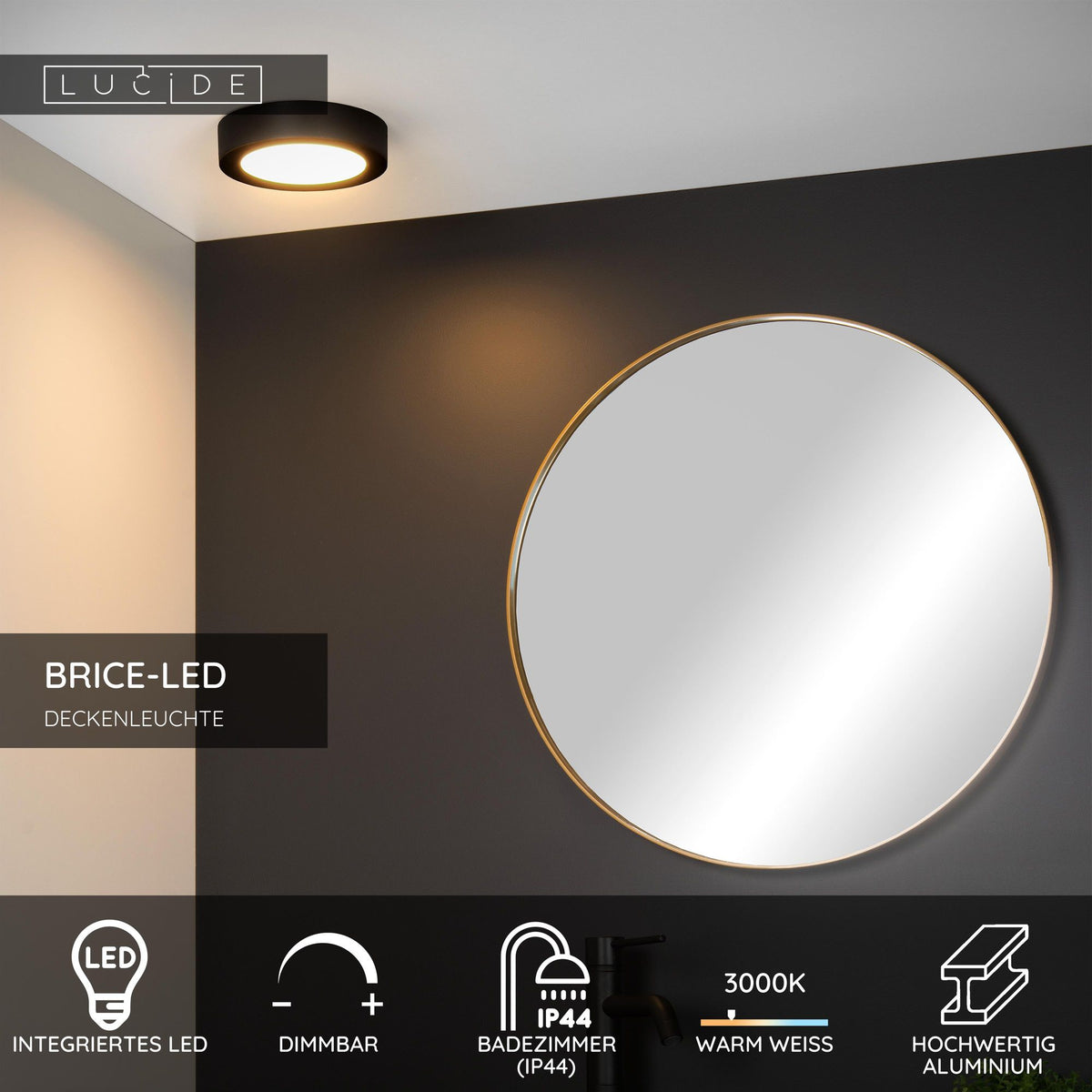 LED-Deckenleuchte Brice dimmbar IP44 rund Ø18cm (4)