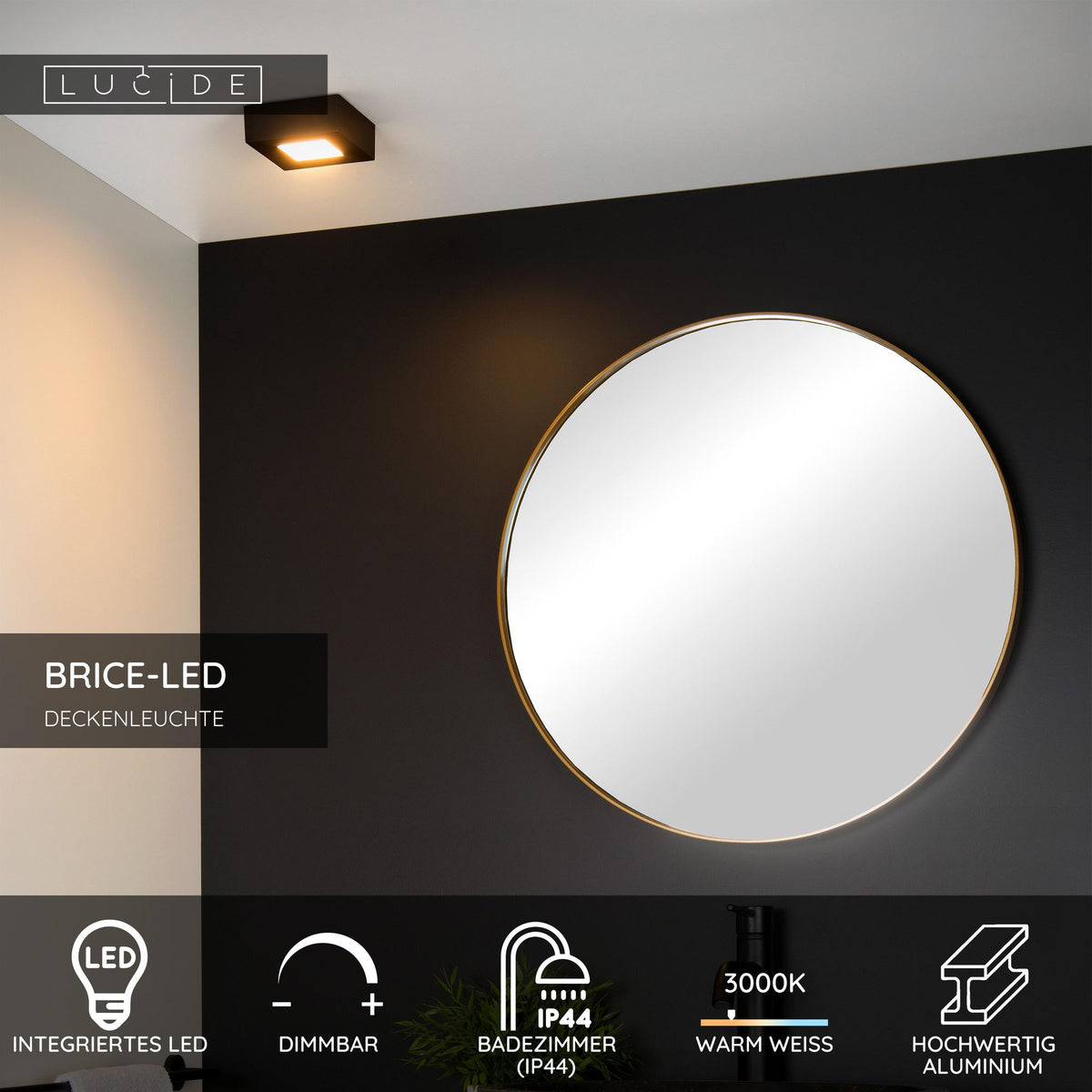 LED-Bad-Deckenleuchte Brice dimmbar IP44 quadratisch 10,8cm (4)