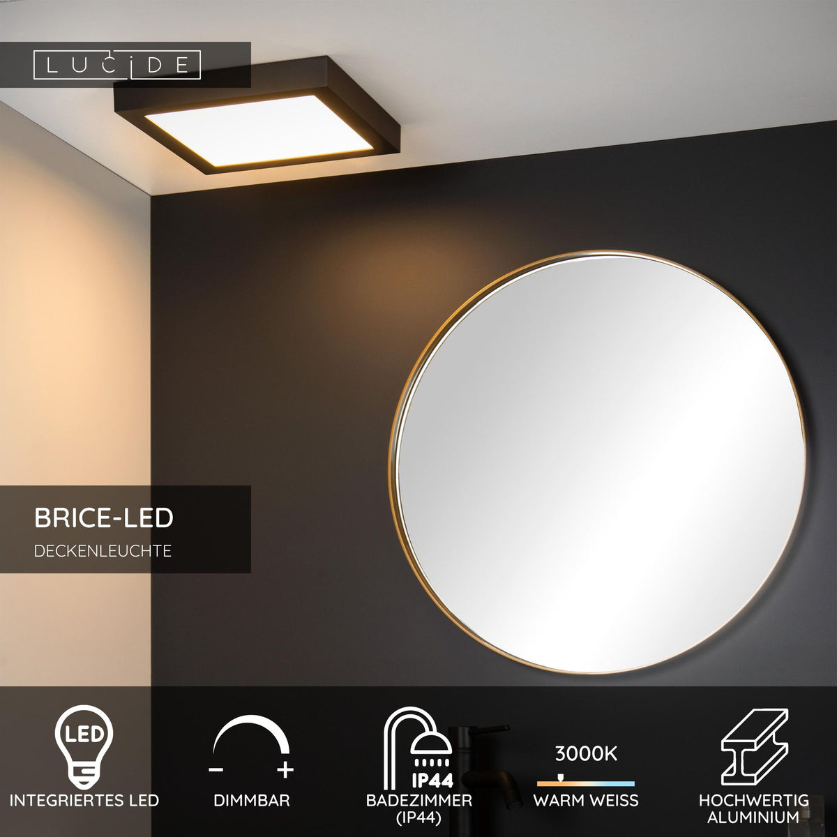 LED-Deckenleuchte Brice dimmbar IP44 30x30cm Badezimmer (4)