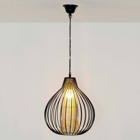 Lampa wisząca Capello z żelaza w kolorze czarno-złotym, o nowoczesnym designie i ciepłym świetle.