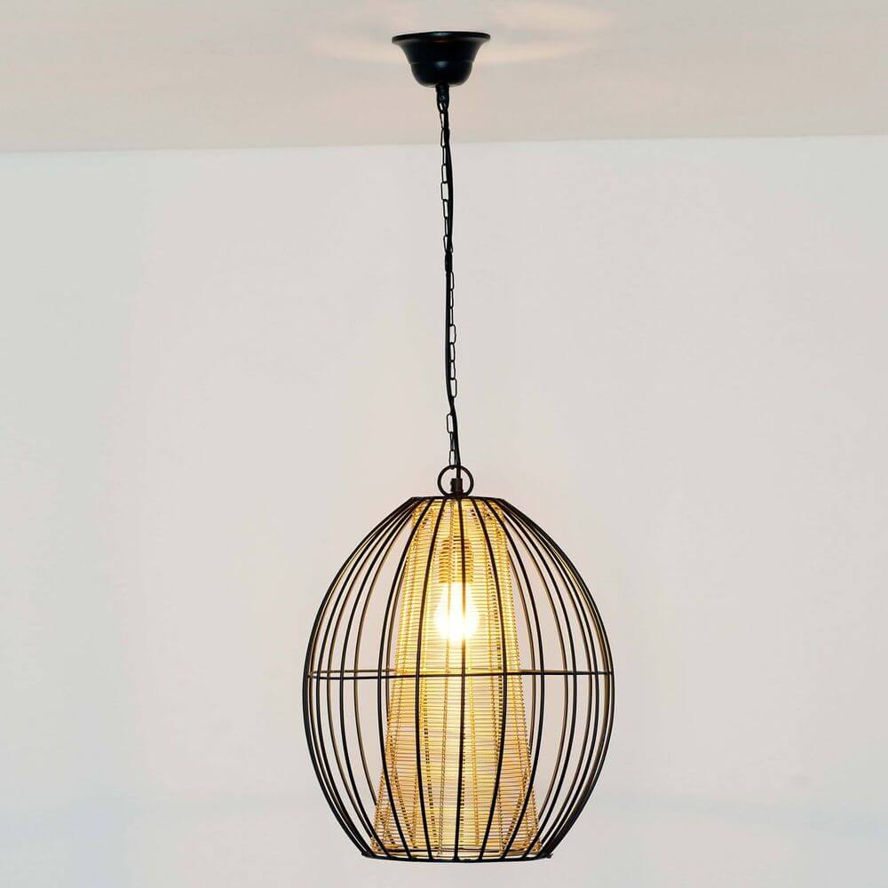 Pendelleuchte Capello Eisen Schwarz-Gold – moderne Lichtquelle in schwarzem und goldenem Design.