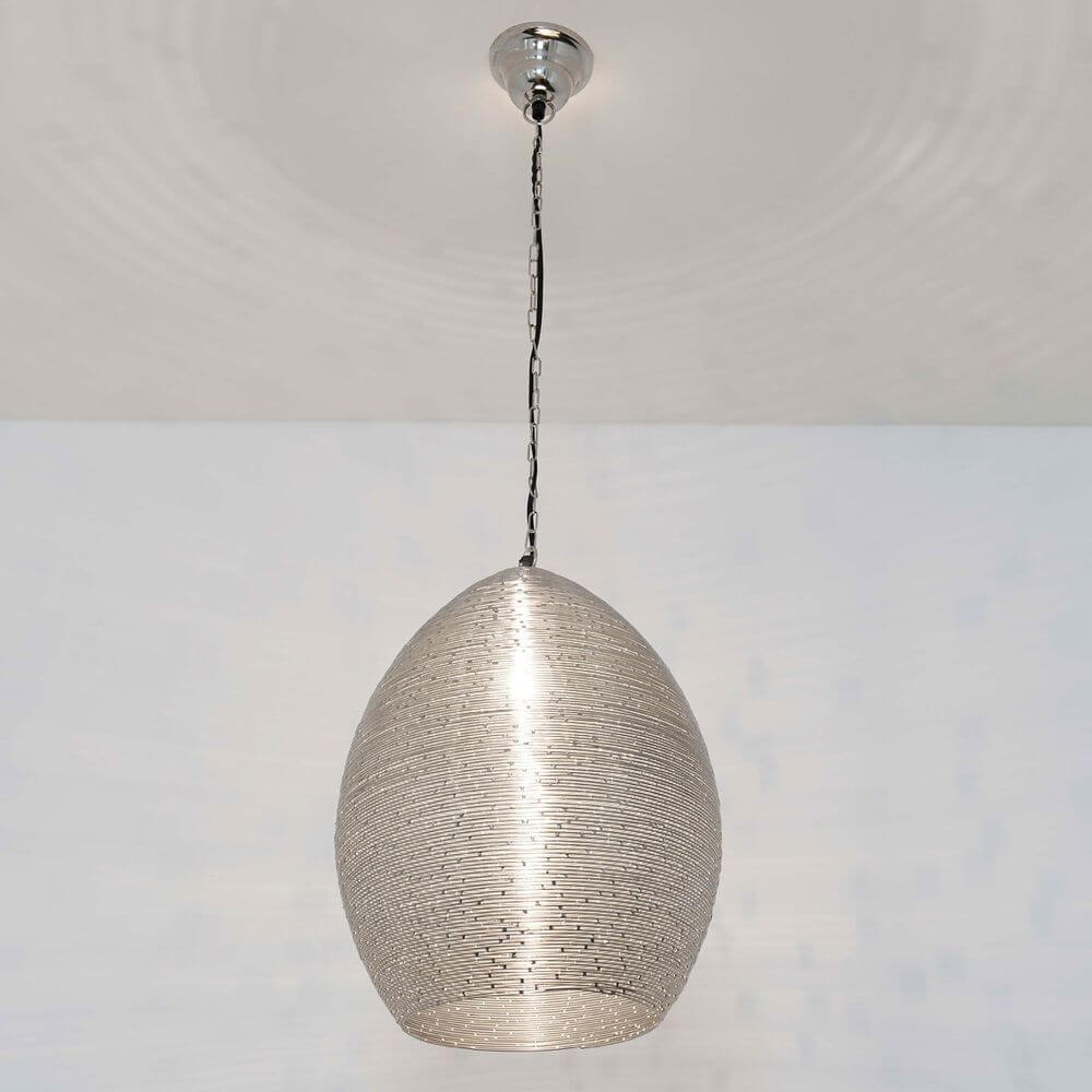 Pendelleuchte Colibri Stahldraht Vernickelt Silber in modernem Design mit glänzender Oberfläche.