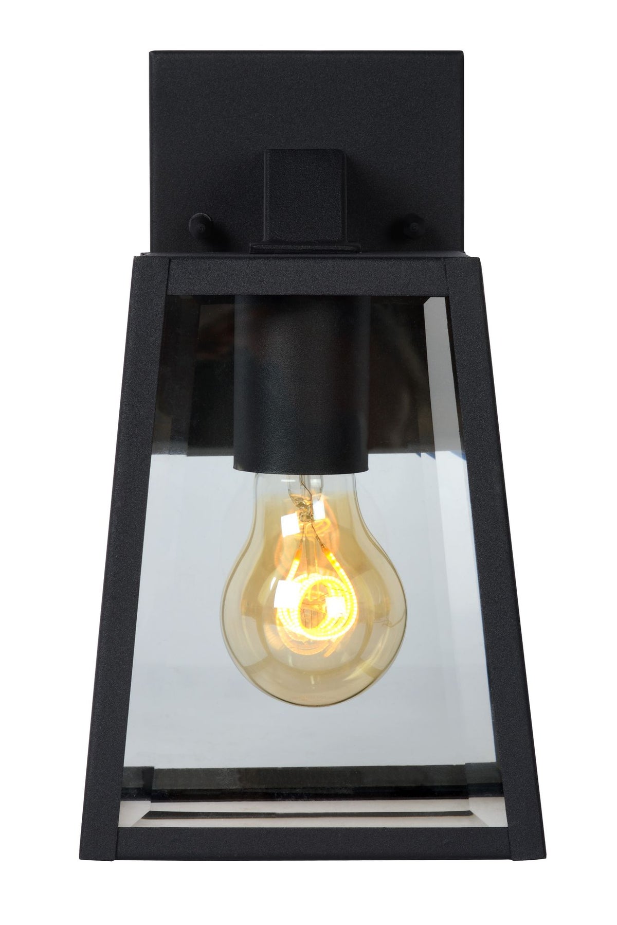 Outdoor wall lantern Matslot 1-light with glass shade Black 24.6cm (2)