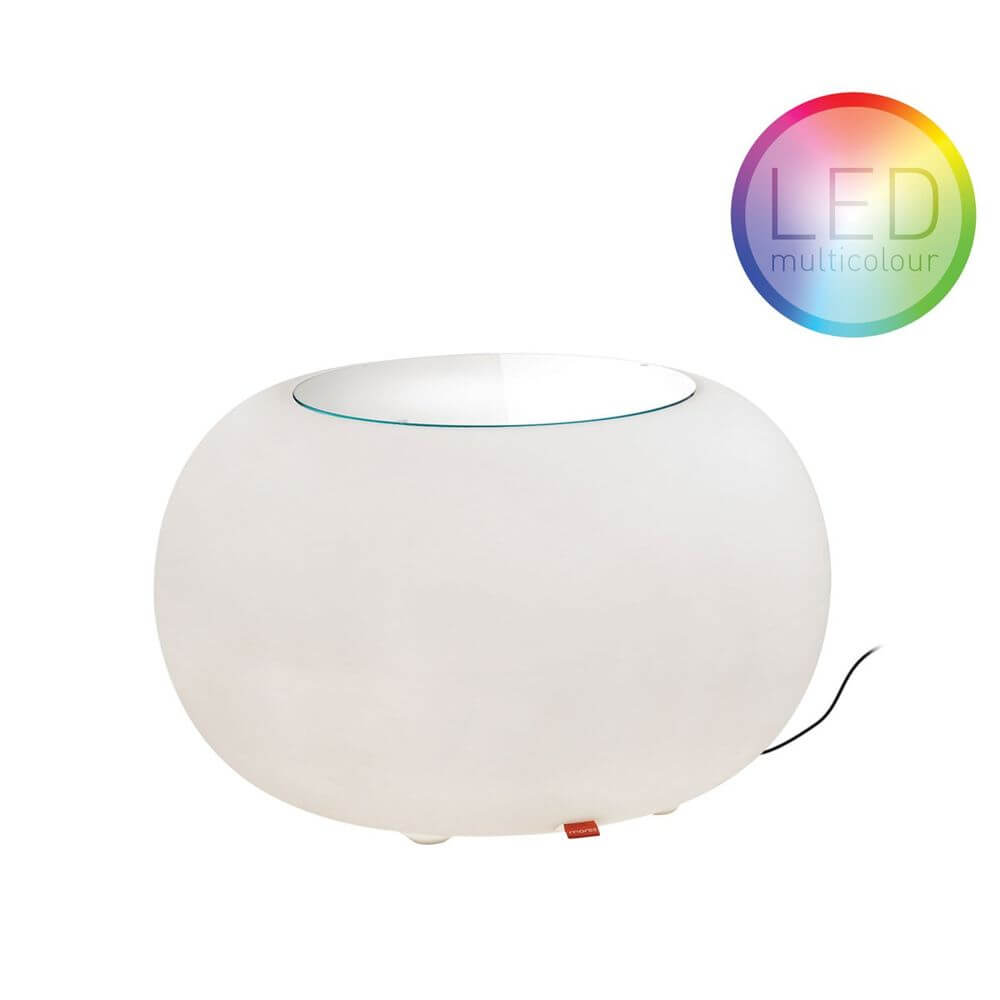 Moree Bubble udendørs LED bord eller skammel i rundt design med multicolor LED-belysning.