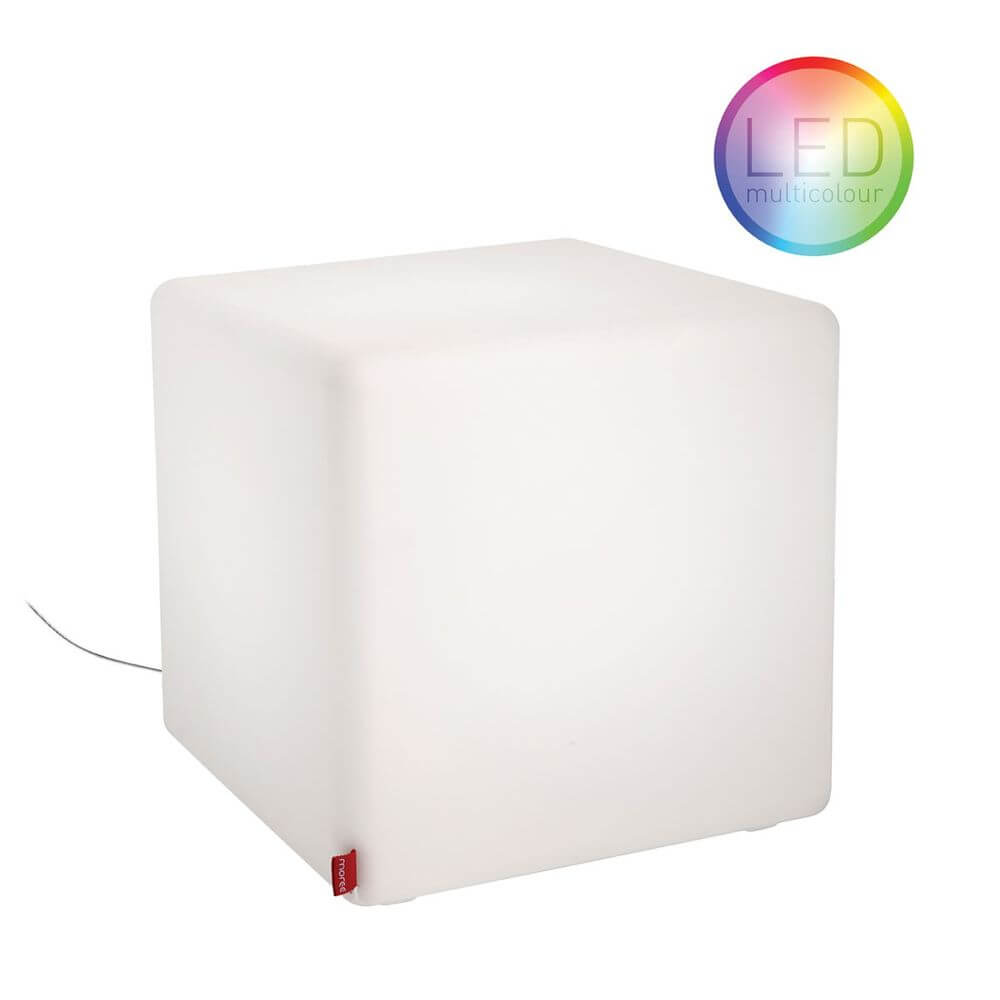 Moree Cube Outdoor LED Sitzwürfel in Weiß mit multicolor LED-Beleuchtung für den Außenbereich
