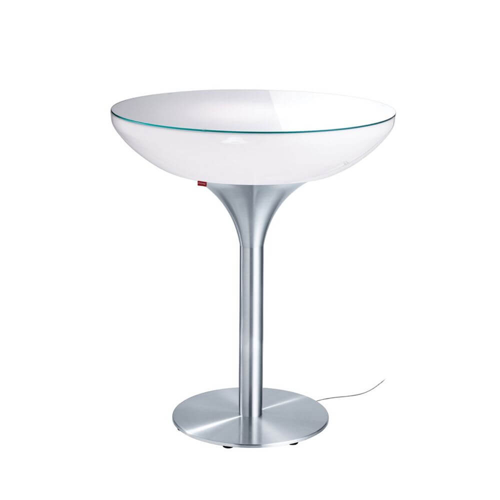 Moree Lounge Table Tisch 105cm mit modernem Design, E27 Leuchtmittel, transparentem Kabel und eleganter Silhouette.