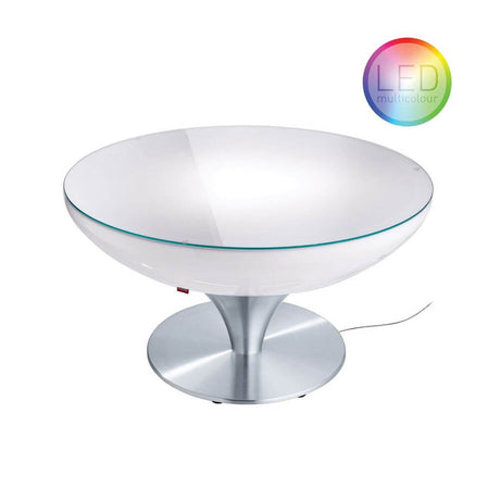 Stół Moree Lounge Table LED Pro 45 cm – elegancki stół designerski z RGB-LED i bezprzewodowym pilotem zdalnego sterowania.