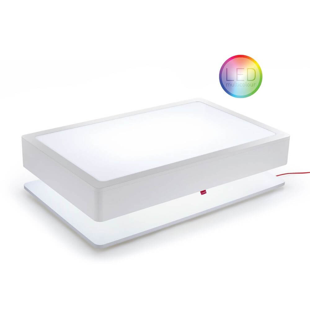Moree Ora Home LED Couchtisch Pro Weiß mit stylischem Stauraum und multicolor LEDs, Funk-Fernbedienung