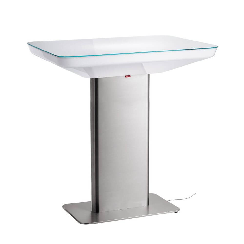 Moree Studio 105 Leuchttisch 105x70cm mit glänzendem Design und Edelstahlbasis.