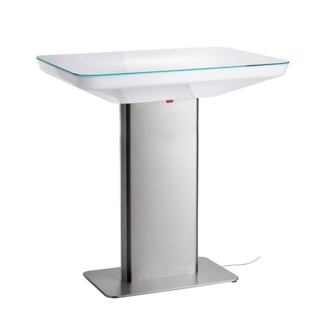 Moree Studio 105 Leuchttisch 105x70cm mit glänzendem Design und Edelstahlbasis.