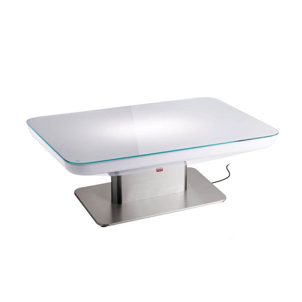 Moree Studio 36 Outdoor Tisch (S14d) mit modernem Design und robustem Edelstahlfuß für den Außenbereich.