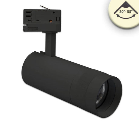 3-PH Schienen-Strahler 24W 20 - 55° schwarz Warmweiß, schwenkbarer LED-Spot für 3-Phasen-Schiene
