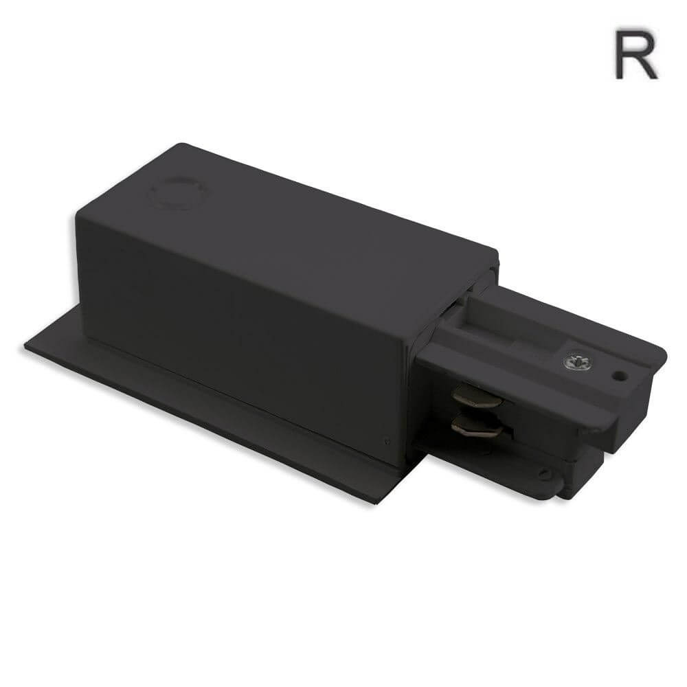 3-Phasen Einbau Seiten-Einspeisung Schutzleiter rechts Schwarz für die Einbau-Variante unserer 3-Phasen Stromschiene.