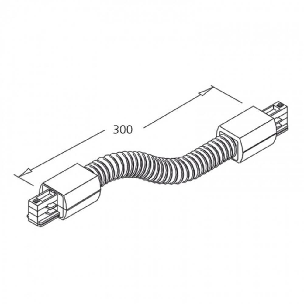 3-Phasen Flex-Verbinder Schwarz 300m, flexibler Kunststoff-Verbinder für Stromschienen mit Stromeinspeisung.