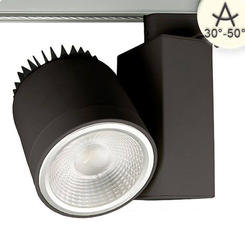 3-Phasen Power-LED Strahler 3400lm 35W 3000K warm Schwarz mit fokussierbarem Abstrahlwinkel 30-50°