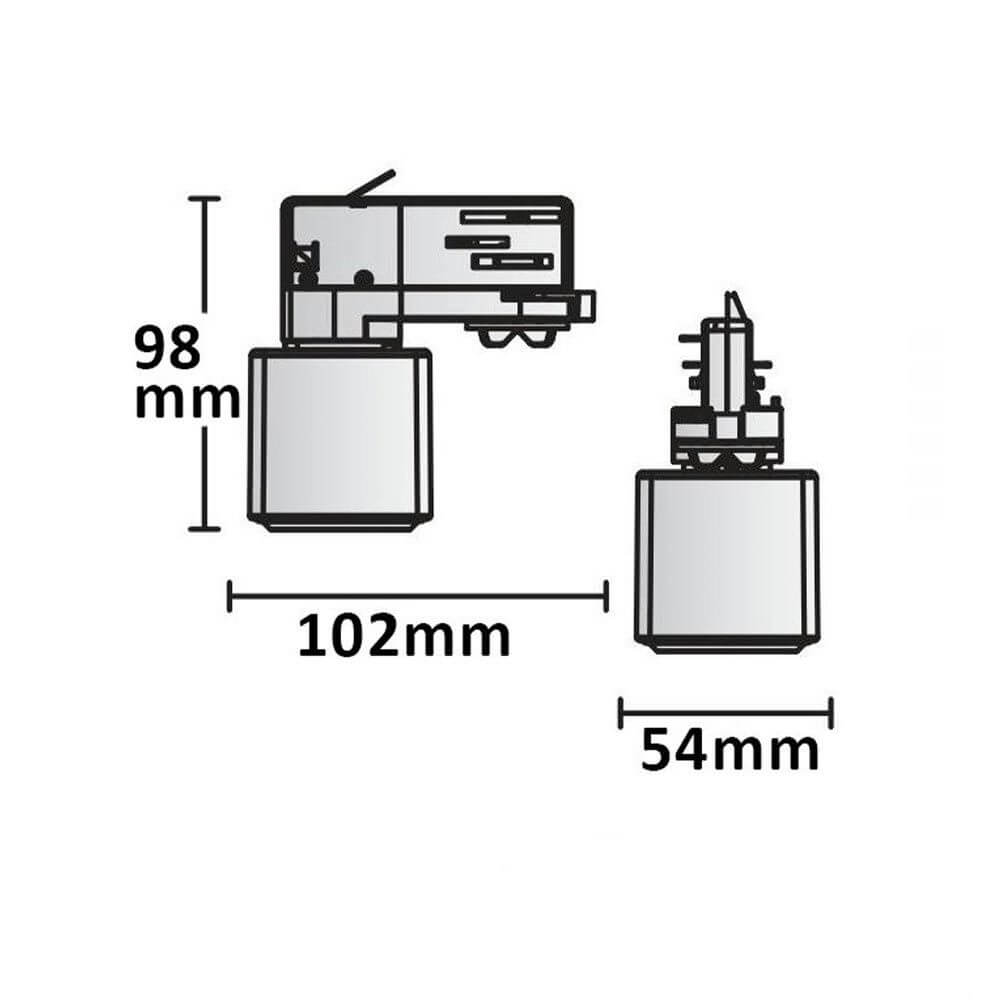 3-Phasen Steckdose mit Adapter mit Schutzkontaktstecker Weiß - technische Zeichnung mit Abmessungen.
