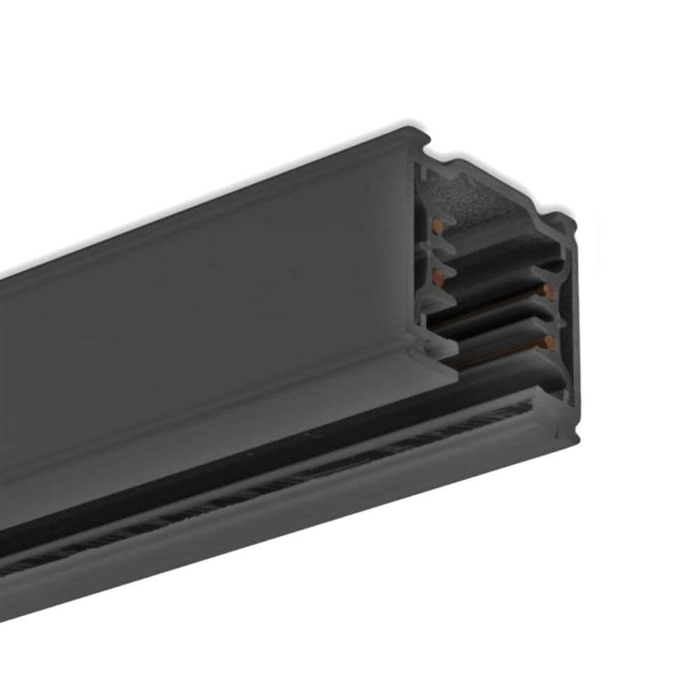 3-Phasen Stromschiene 2m in Schwarz, hochwertig, vorgebohrte Löcher für einfache Montage, passend für 3-Phasen Strahler.