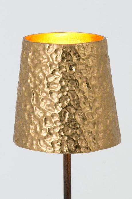 Table lamp Meteor Grande hammered gold with shade