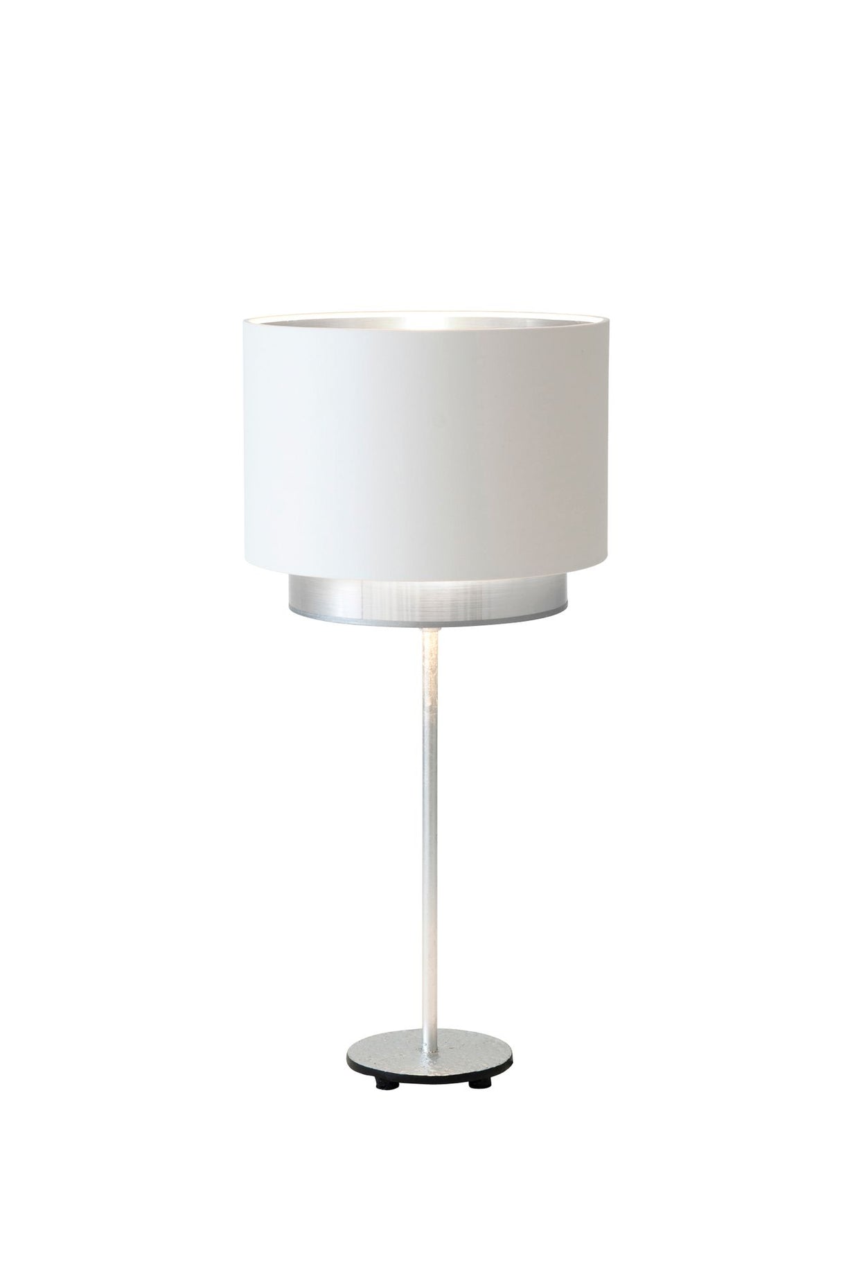 Lampada da tavolo Mattia rotonda Perla Silk con paralume