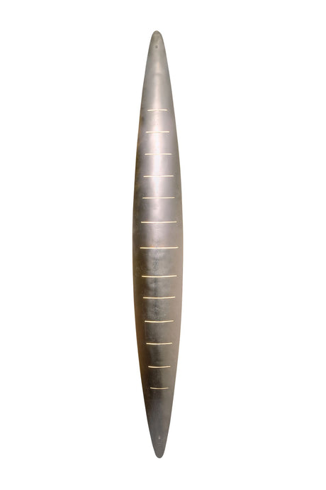Wandleuchte Daniele 6-flammig, silberfarbenes Metall, längliche spitz zulaufende Form mit horizontalen Rillen, 17x7cm