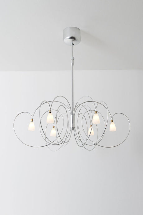 Rosaspina 6-flammige Hängeleuchte mit Opalglas, rund, Durchmesser 73cm, moderne Designerleuchte von oben