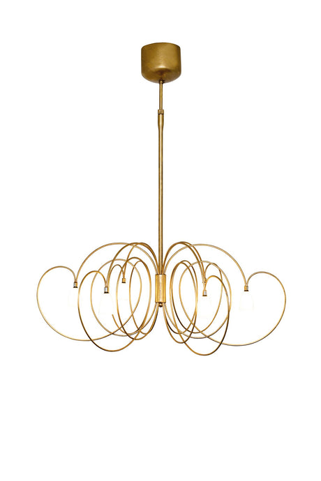 Hängeleuchte Rosaspina 6-flammig mit Opalglas, rund, Durchmesser 73cm, Messing-Gestell, Frontalansicht