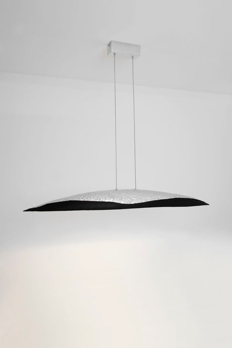 LED-Hängelampe Mercurio 5-flammig, dimmbar, gehämmerte Oberfläche, schwarze geschwungene Form, Hängeleuchte von oben
