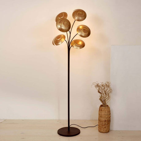 Gulvlampe Nuvola 6-flammig Brun-gull 168 cm