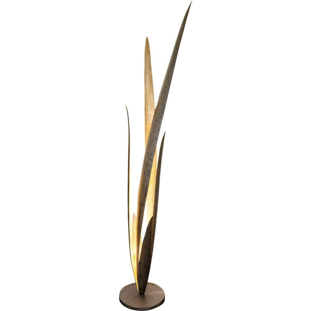 Stehleuchte Palustre Eisen Braun-Schwarz-Gold mit elegantem Design und weichem Licht.