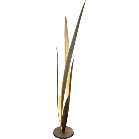 Stehleuchte Palustre Eisen Braun-Schwarz-Gold mit elegantem Design und weichem Licht.