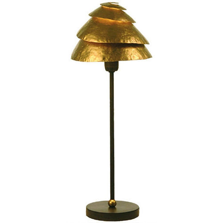 Table lamp Snail One Iron Brown-Black-Gold with golden slats and black frame.