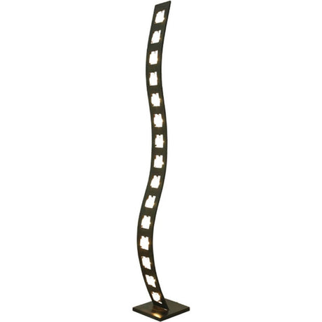 Candeeiro de pé de 15 luzes Cubo ferro-vidro castanho-preto com design moderno e curvilíneo.