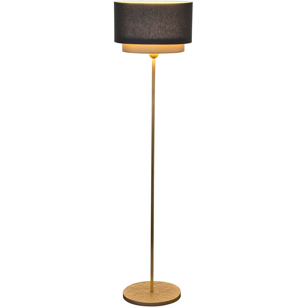 Golvlampa Mattia Oval Järn Guld-Svart med elegant design och gyllene bas.