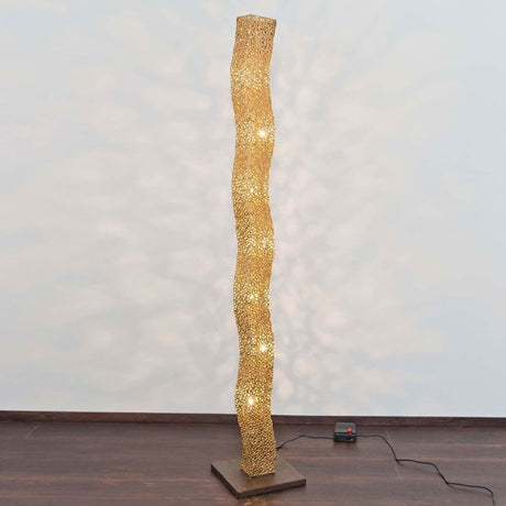 Candeeiro de pé de 7 luzes Odissea ferro dourado-acastanhado-preto com design moderno e luz quente.