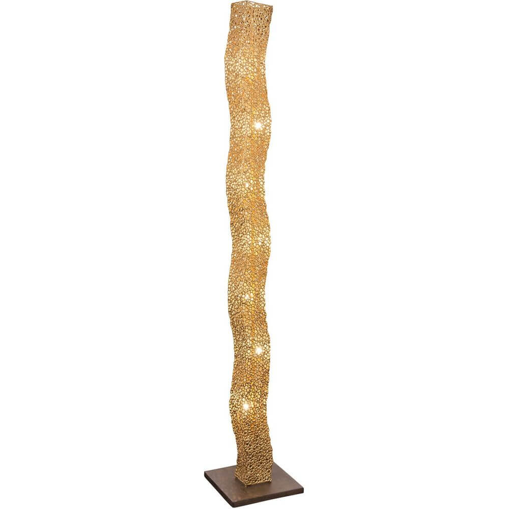 Stehleuchte 7-flammig Odissea Eisen Gold-Braun-Schwarz mit modernem, gewundenem Design.