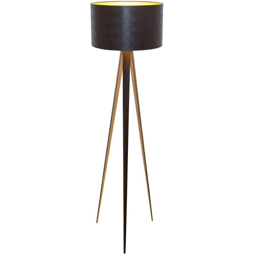 Stehleuchte Petra Eisen Braun-Schwarz-Gold mit eleganter Form und modernem Design.
