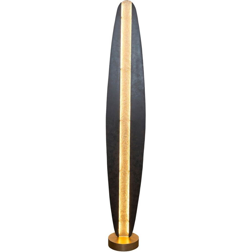 Stehleuchte Simbolo Eisen Braun-Schwarz-Gold, stilvolle Wohnzimmerbeleuchtung mit modernem Design.