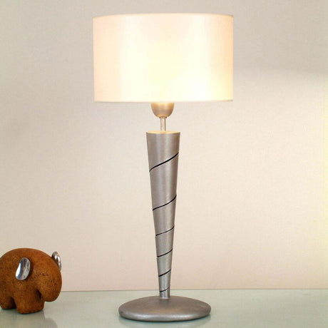Table lamp Innovazione iron silver with modern design and stylish lampshade.