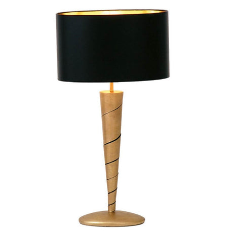 Table lamp Innovazione iron gold with black lampshade and golden base, modern design for stylish rooms.