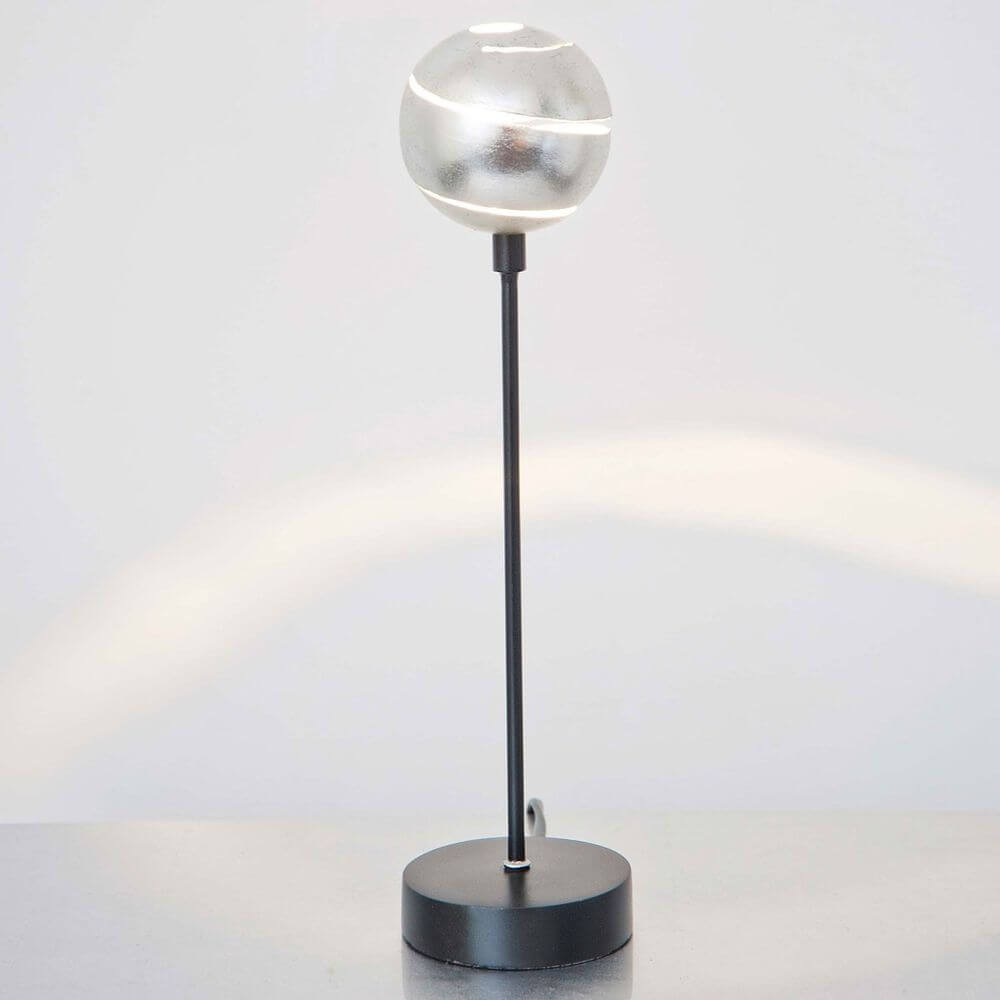 Tischleuchte Piccola Palla Eisen Schwarz-Silber