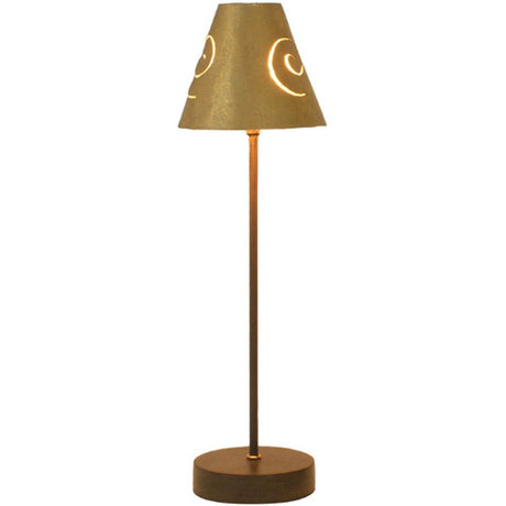 Bordlampe Piccola Schermo jern brun-sort-guld med et moderne design og stilfuld lampeskærm