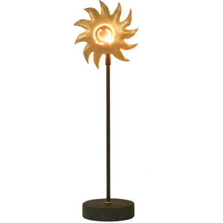 Lampada da tavolo Piccola Sole in ferro marrone-nero-oro con esclusivo design a sole per un'illuminazione elegante.