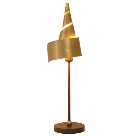 Table lamp Innovazione iron brown-black-gold with unique design and warm light.