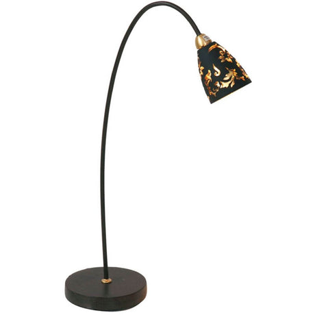 Table lamp Alice glass black, gold on an elegant base with a curved design.