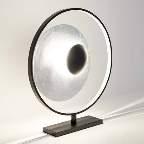 Lampada da tavolo a 4 luci Satellite ferro nero-argento con forma rotonda elegante e design moderno.