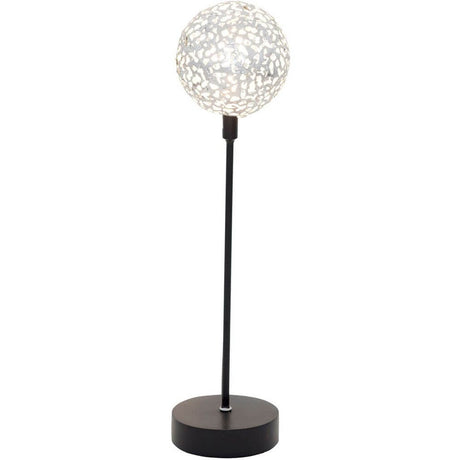 Tischleuchte Sfera Grande Eisen Schwarz-Silber mit kugelförmigem Schirm und schlankem Standfuß